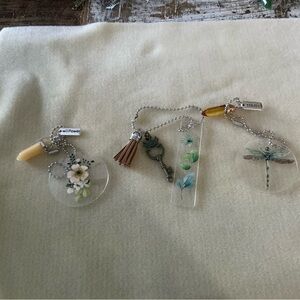 Set of 3 handmade rearview mirror hangars.  Chain is 10”